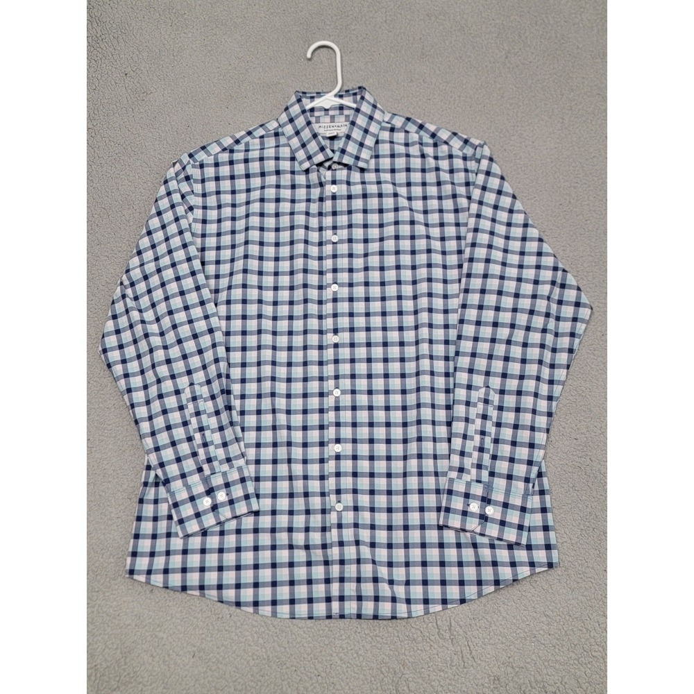 Mizzen+Main Shirt Mens XL Blue Pink‎ Gingham Classic Performance Stretch Check